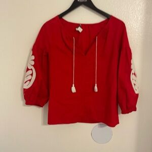 J.crew red boho blouse